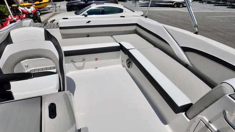 Slide: The Image of 2026 Starcraft SVX 191 OB boat interior with sleek seating and modern design. - 12