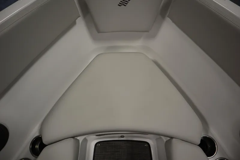 Slide: The Image of Interior seating of 2025 Four Winns H1 Freedom boat, featuring sleek, modern design. - 12