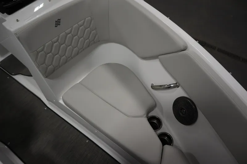 Slide: The Image of 2025 Four Winns H1 Freedom boat interior with sleek seating and modern design elements. - 14