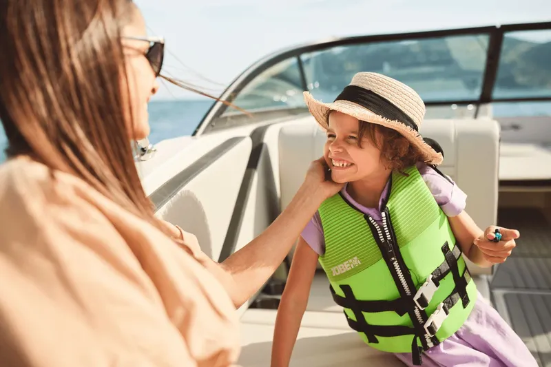 Slide: The Image of Interior view of 2026 Sea Ray SPX 210 Outboard at a boat show. - 22
