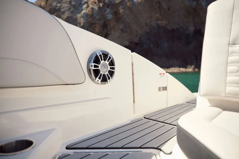 Slide: The Image of Interior of 2026 Sea Ray SPX 210 Outboard at a boat show. - 8