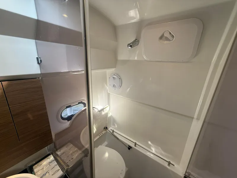 Slide: The Image of Interior of 2018 Jeanneau Leader 10.5 boat bathroom with modern fixtures. - 21