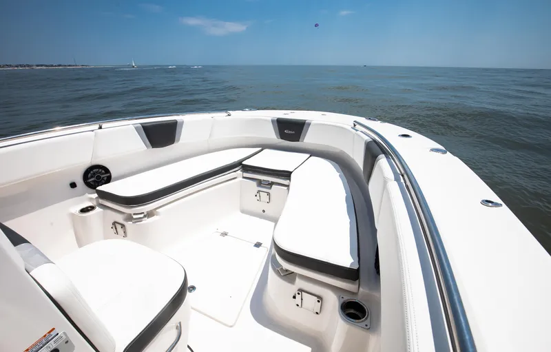 Slide: The Image of 2023 Robalo R270 Center Console boat interior with ocean view. - 6