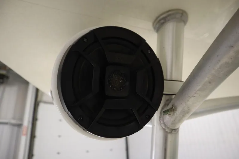 Slide: The Image of Close-up of a speaker mounted on a 2017 Mako 284 CC boat. - 39