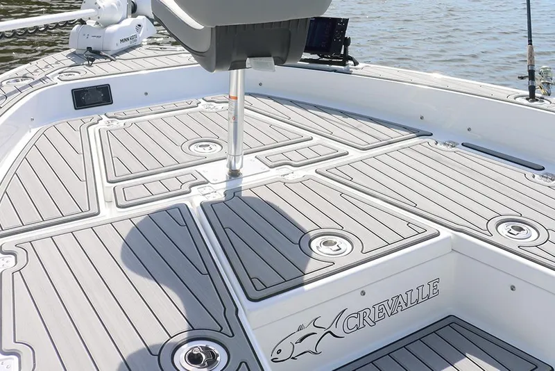 Slide: The Image of 2022 Crevalle 26 HCO boat interior with batteries and electrical components. - 21