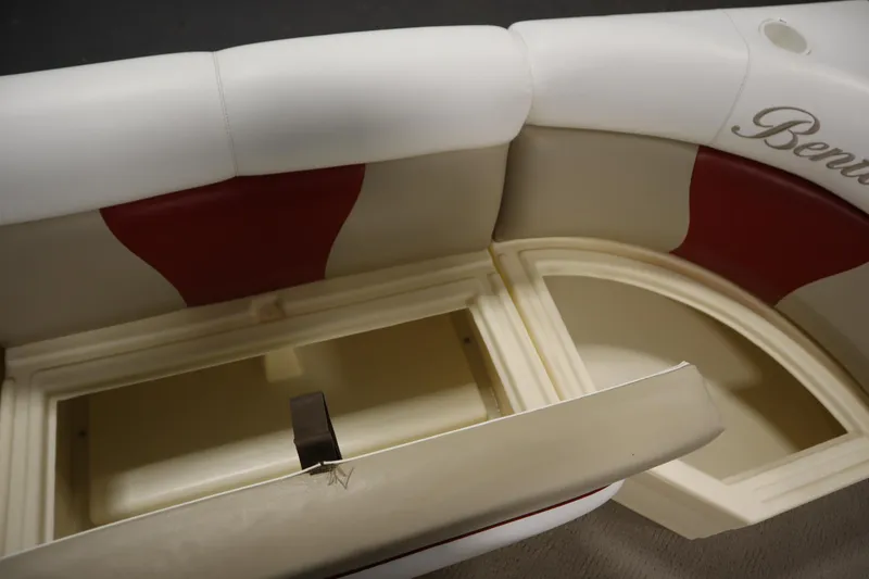 Slide: The Image of 2008 Bentley Pontoons 240 CRUISE interior seating with storage compartment open. - 16