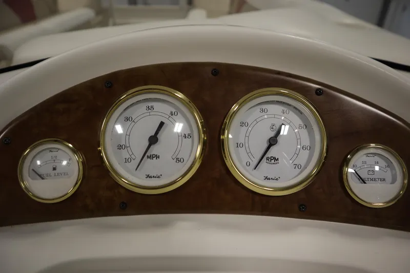 Slide: The Image of Dashboard of 2008 Bentley Pontoons 240 CRUISE with speedometer, RPM, fuel, and voltmeter gauges. - 21