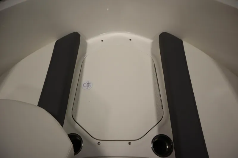 Slide: The Image of 2022 Bayliner E18 Element boat interior with seating and storage area. - 12