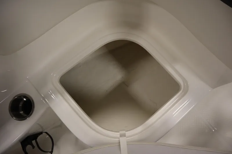 Slide: The Image of Storage compartment in 2022 Bayliner E18 Element boat interior. - 26