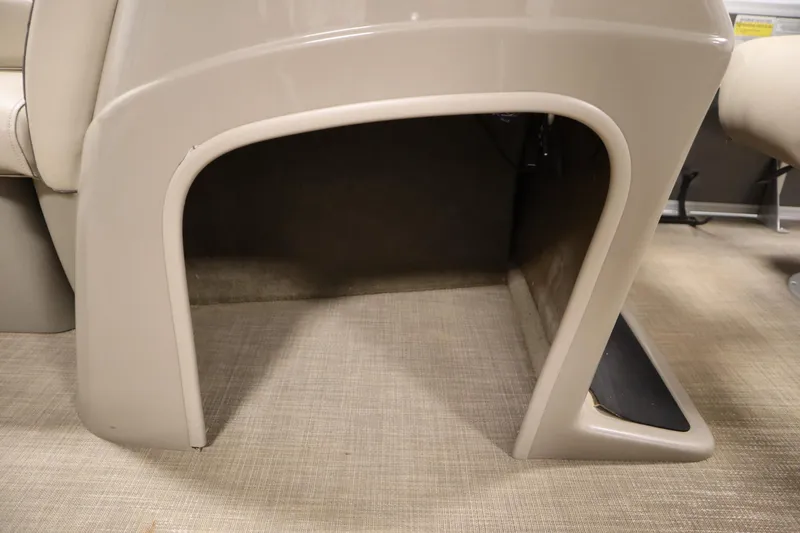 Slide: The Image of Interior view of 2022 Tracker 20 Party Barge DLX pontoon boat seating area. - 23