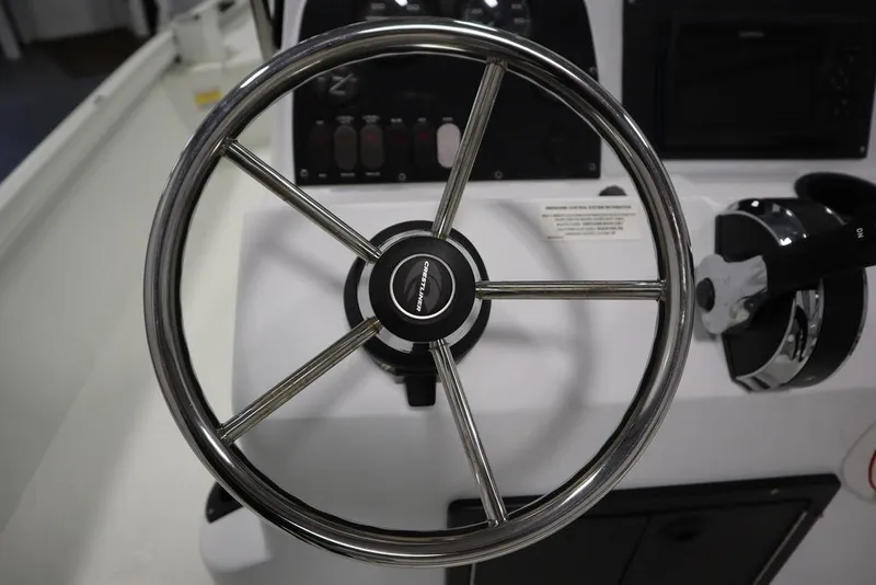 Slide: The Image of Steering wheel of 2020 Sun Tracker Party Barge 20 DLX pontoon boat. - 24