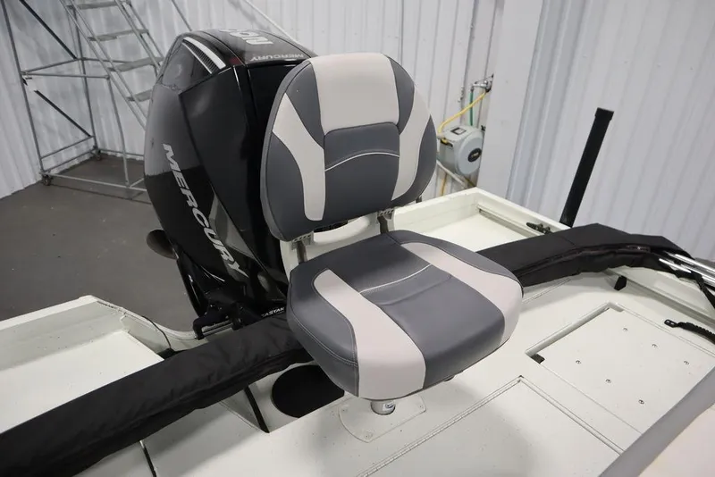 Slide: The Image of 2020 Sun Tracker Party Barge 20 DLX boat seat and Mercury outboard motor. - 39