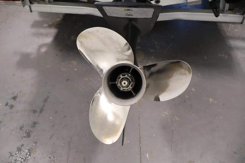Slide: The Image of Propeller of 2022 Crestliner 2200 Bay boat on a concrete floor. - 44