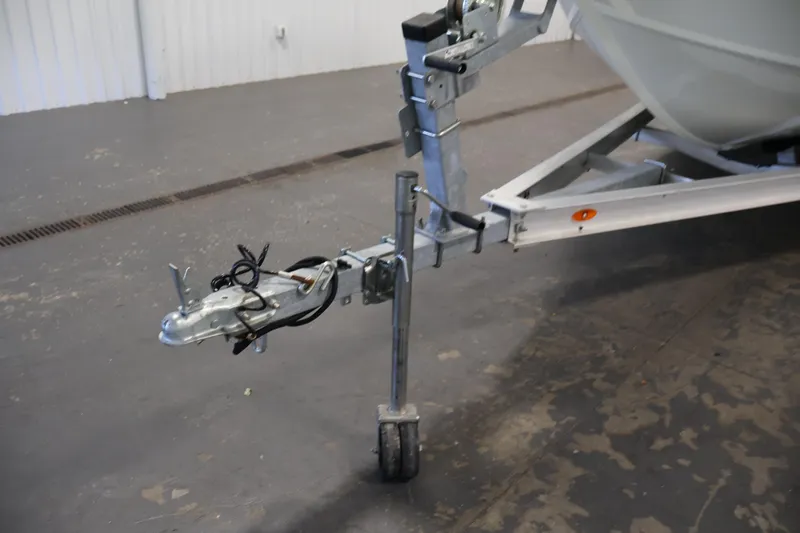 Slide: The Image of Trailer hitch of 2022 Crestliner 2200 Bay boat in a garage setting. - 45