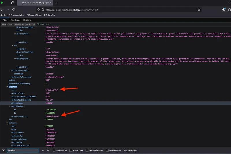 Slide: The Image of Screenshot of JSON data with location details and metadata from 33rd Strike Group FOX-3637, 2026. - 65