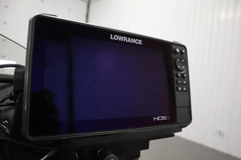 Slide: The Image of Lowrance HDS9 fishfinder on 2023 Ranger Z519 boat, featuring a sleek design and advanced controls. - 34