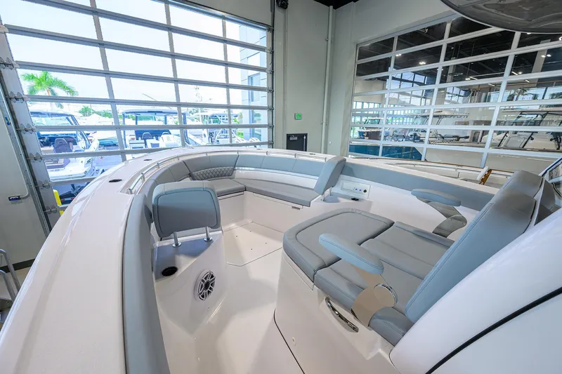 Slide: The Image of 2026 Sportsman Heritage 321 Center Console interior with sleek seating and modern design. - 9