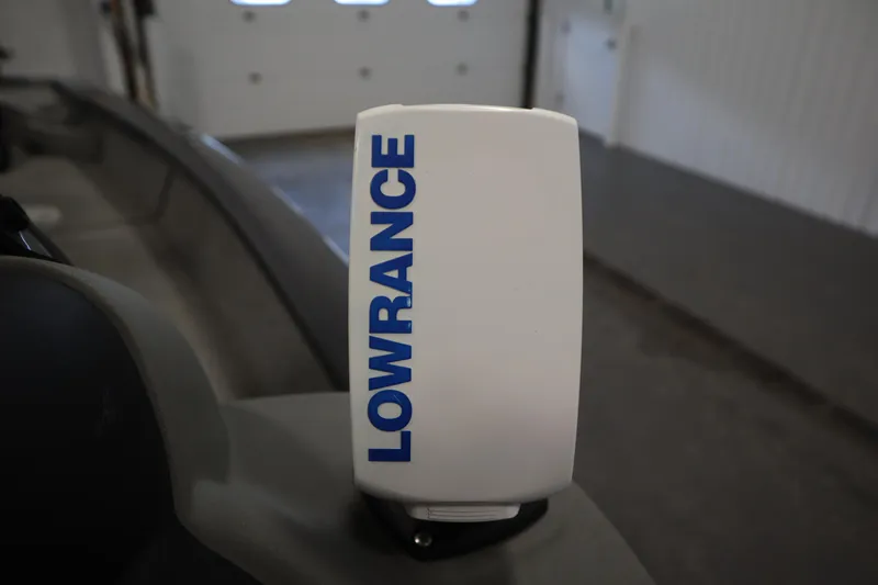 Slide: The Image of Lowrance device on 2017 Tracker 20 CW Pontoon boat, indoor setting. - 28