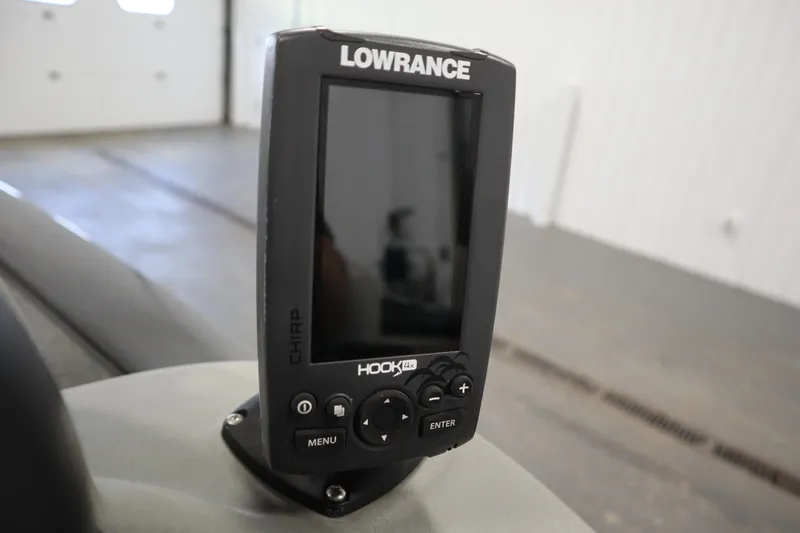 Slide: The Image of Lowrance fish finder on 2017 Tracker 20 CW Pontoon boat dashboard. - 29