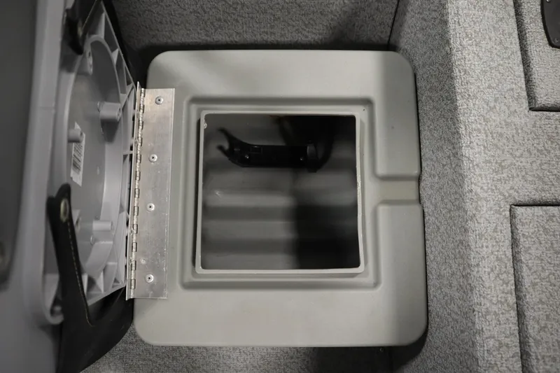 Slide: The Image of Open storage compartment in 2017 Tracker 20 CW Pontoon boat interior. - 34