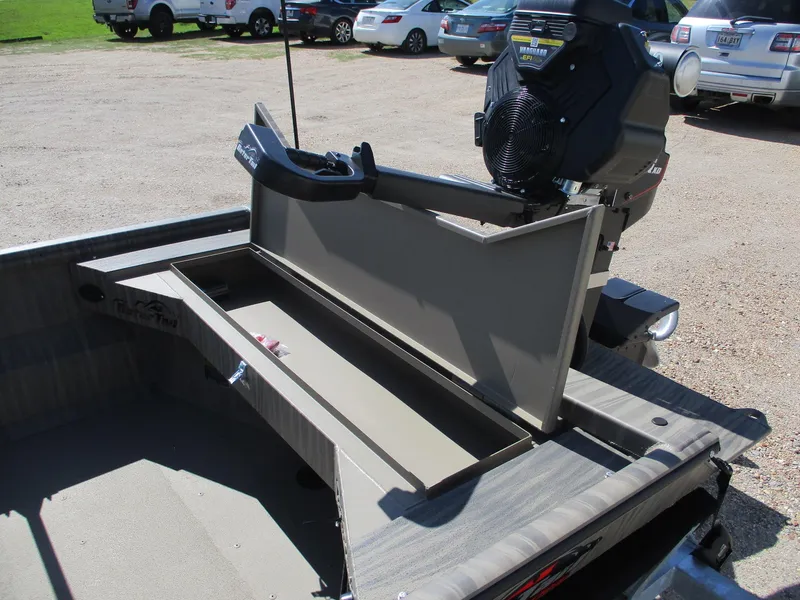 Slide: The Image of 2025 Gator Tail 1754 Extreme boat with open storage compartment and powerful engine. - 10