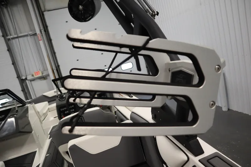 Slide: The Image of 2023 Heyday WT Surf boat interior with wakeboard rack and modern design features. - 47