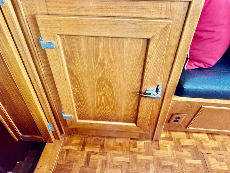 Slide: The Image of Wooden interior of 1989 Grand Banks 42 Classic yacht with parquet flooring. - 30