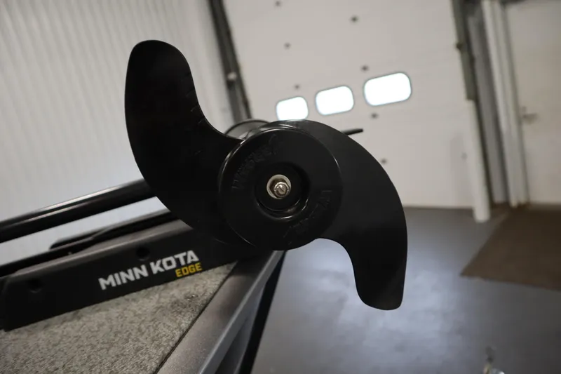 Slide: The Image of Minn Kota Edge trolling motor on 2021 Lund 1675 Adventure WT boat in garage. - 14