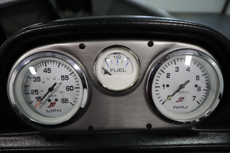 Slide: The Image of Dashboard of 2021 Lund 1675 ADVENTURE WT with speedometer, fuel, and RPM gauges. - 24