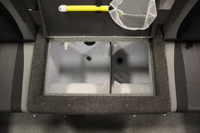 Slide: The Image of 2021 Lund 1675 ADVENTURE WT boat interior with storage compartment and fishing net. - 44