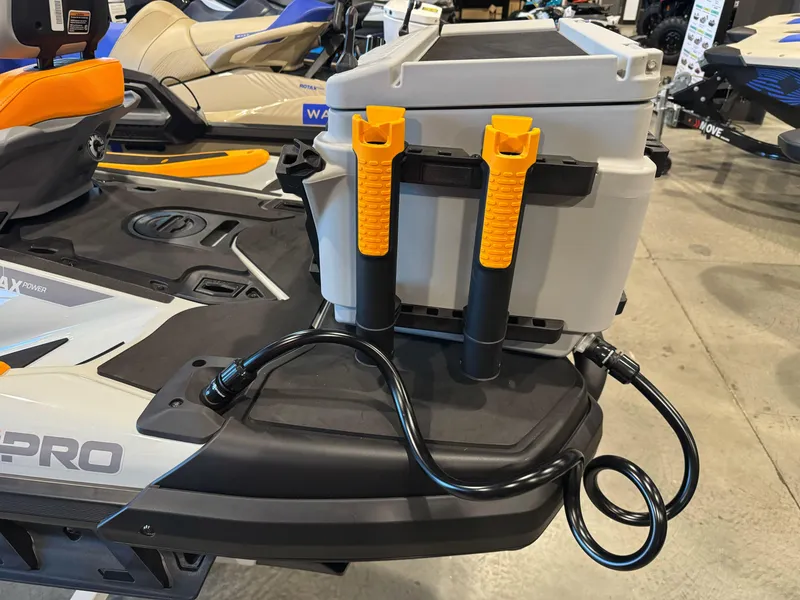 Slide: The Image of 2025 Sea-Doo Fishpro Trophy 170 with fishing gear and storage box on deck. - 11