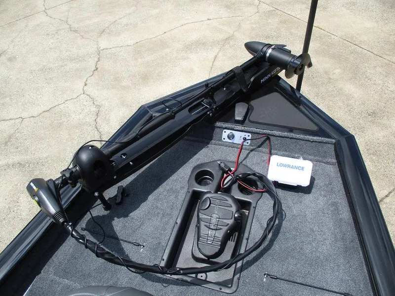 Slide: The Image of 2026 Tracker Pro Team™ 190 boat deck with Minn Kota trolling motor and Lowrance electronics. - 6