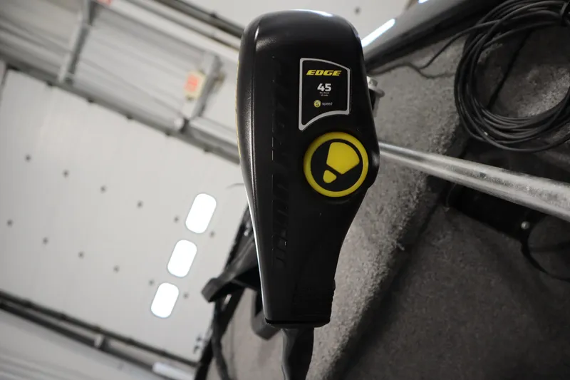 Slide: The Image of Edge trolling motor on 2018 Tracker Panfish 16 boat, featuring 45-pound thrust. - 12