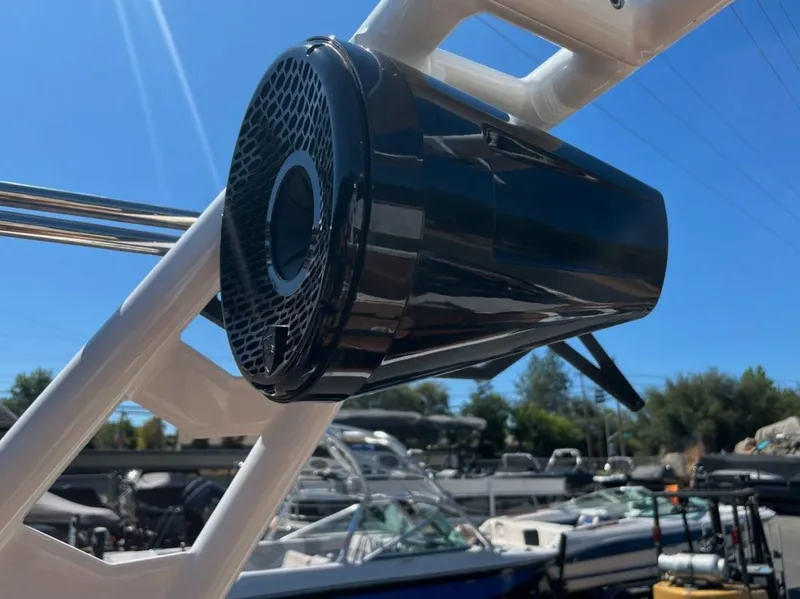 Slide: The Image of Close-up of a 2021 Supreme s 238 boat speaker on a sunny day. - 11