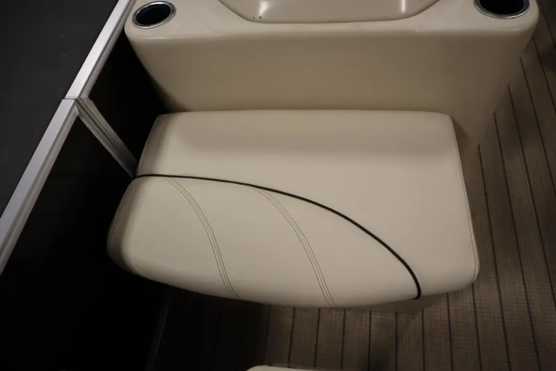 Slide: The Image of Beige seat on 2019 Sylvan 820 Mirage boat with cup holders and sleek design. - 14