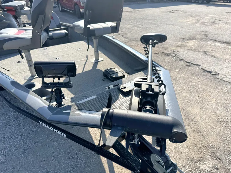 Slide: The Image of 2016 Tracker Pro Team 175 TF boat deck with seats and fishing equipment. - 4