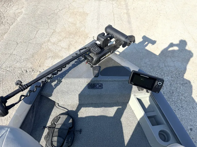 Slide: The Image of 2016 Tracker Pro Team 175 TF boat with Minn Kota trolling motor and Humminbird fish finder. - 5