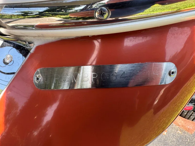 Slide: The Image of 2018 Regal 1900 ESX Bowrider boat identification plate, close-up view. - 27