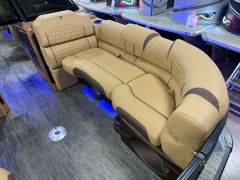 Slide: The Image of Tahoe Cascade 2385 Quad Lounge Shift Windshield Tritoon & Honda 4-Stroke EFI 2025 - 10