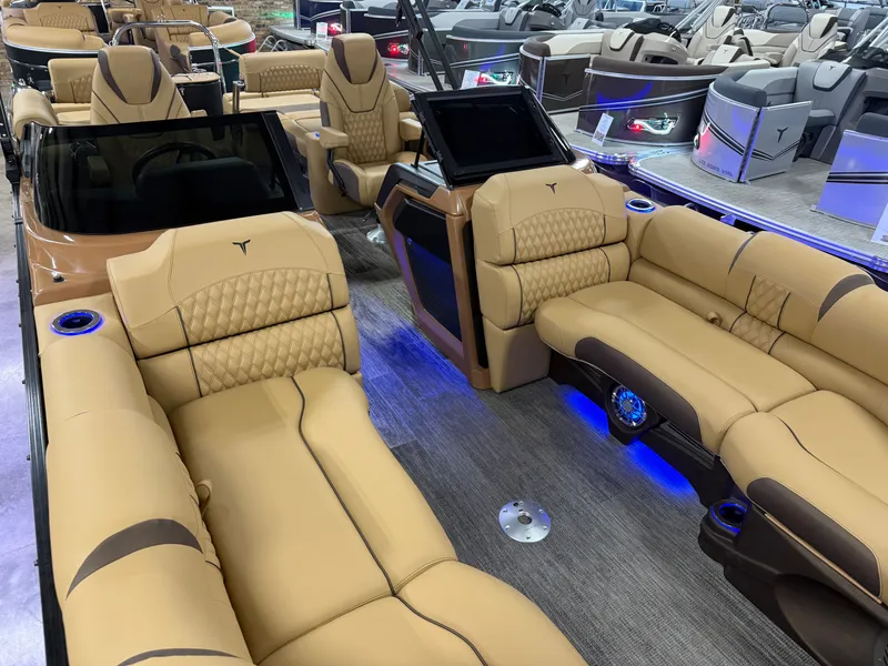 Slide: The Image of Tahoe Cascade 2385 Quad Lounge Shift Windshield Tritoon & Honda 4-Stroke EFI 2025 - 27