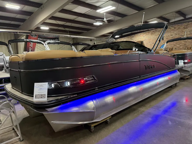 Slide: The Image of Tahoe Cascade 2385 Quad Lounge Shift Windshield Tritoon & Honda 4-Stroke EFI 2025 - 29