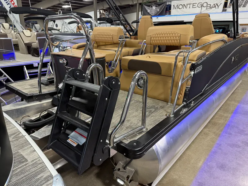 Slide: The Image of Tahoe Cascade 2385 Quad Lounge Shift Windshield Tritoon & Honda 4-Stroke EFI 2025 - 31
