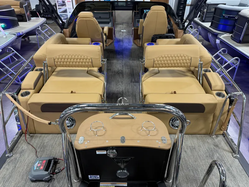 Slide: The Image of Tahoe Cascade 2385 Quad Lounge Shift Windshield Tritoon & Honda 4-Stroke EFI 2025 - 7