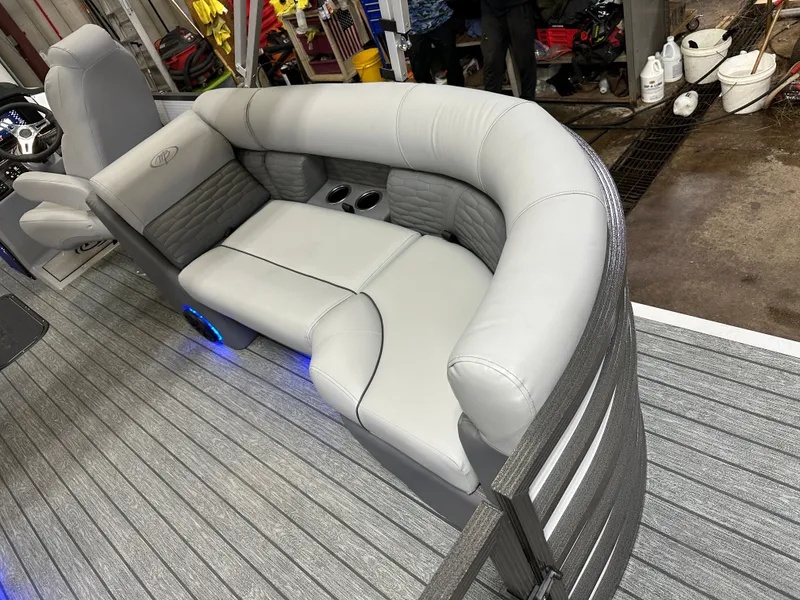Slide: The Image of Montego Bay TT8524 Quad Lounge 225HP Honda Tritoon Pontoon 2023 - 23