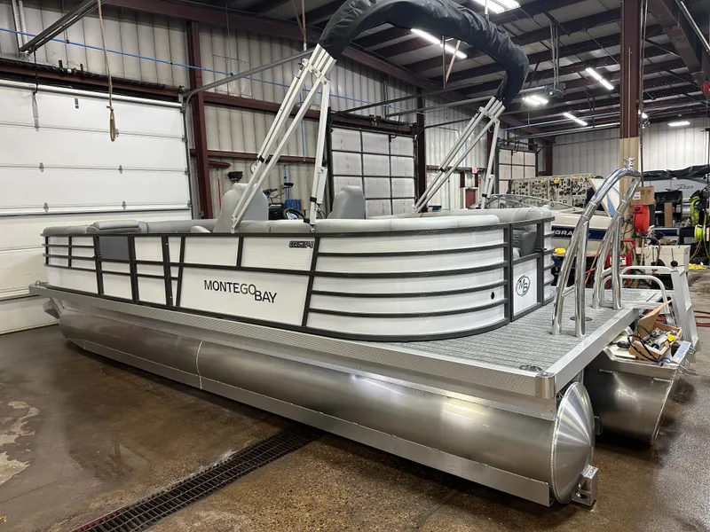 Slide: The Image of Montego Bay TT8524 Quad Lounge 225HP Honda Tritoon Pontoon 2023 - 27