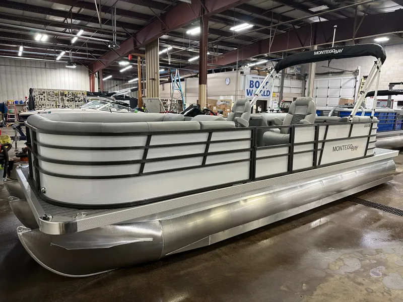 Slide: The Image of Montego Bay TT8524 Quad Lounge 225HP Honda Tritoon Pontoon 2023 - 31