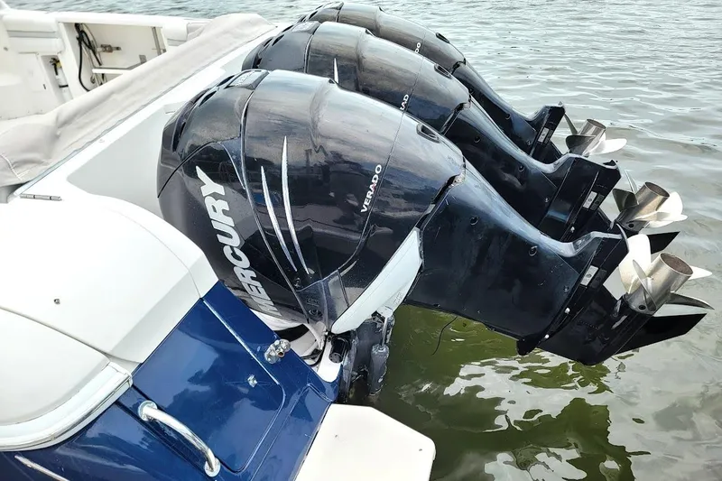 Slide: The Image of 2010 Intrepid 39 Kevlar Hull yacht with Mercury Verado outboard engines. - 20