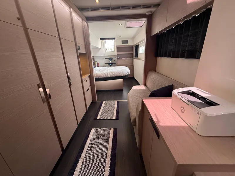 Slide: The Image of Luxurious interior of 2023 Fountaine Pajot Aura 51 yacht with modern furnishings. - 24