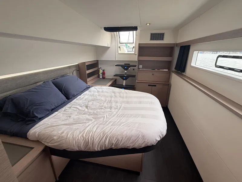 Slide: The Image of Luxurious bedroom interior of 2023 Fountaine Pajot Aura 51 yacht with modern design. - 28