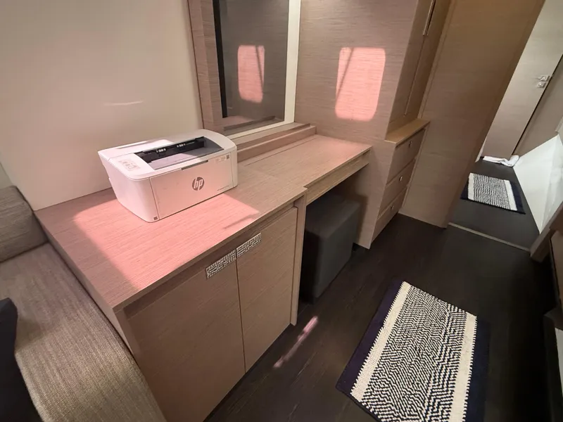 Slide: The Image of Modern interior of 2023 Fountaine Pajot Aura 51 yacht with desk and printer. - 31